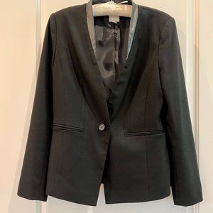 Halogen leather trimmed women's blazer